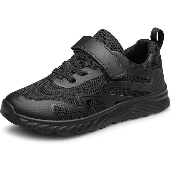 Kids All Black  Athletic Running   School Shoes Sneakers for Little Kid/Big Kid - Picture 1 of 6